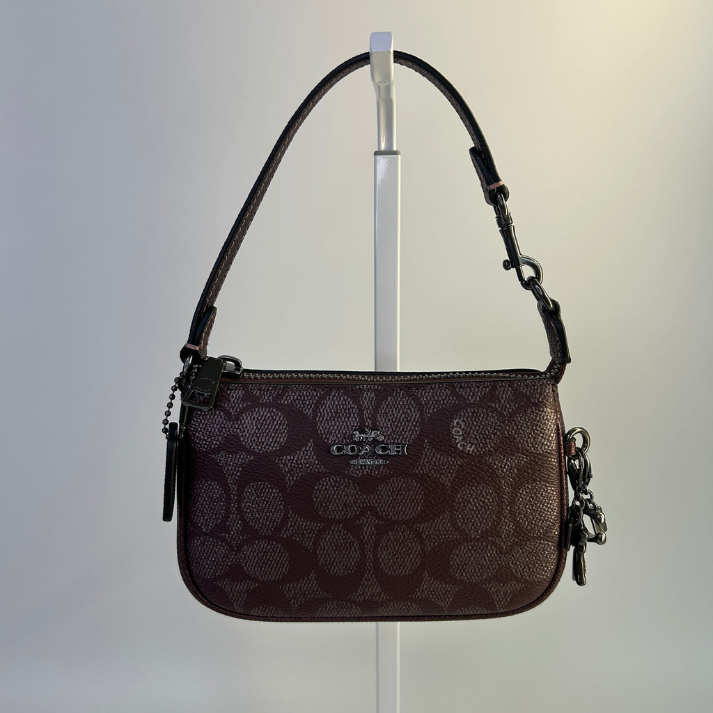 Coach Nolita 15 Brown Signature Canvas Wristlet Bag Excellent