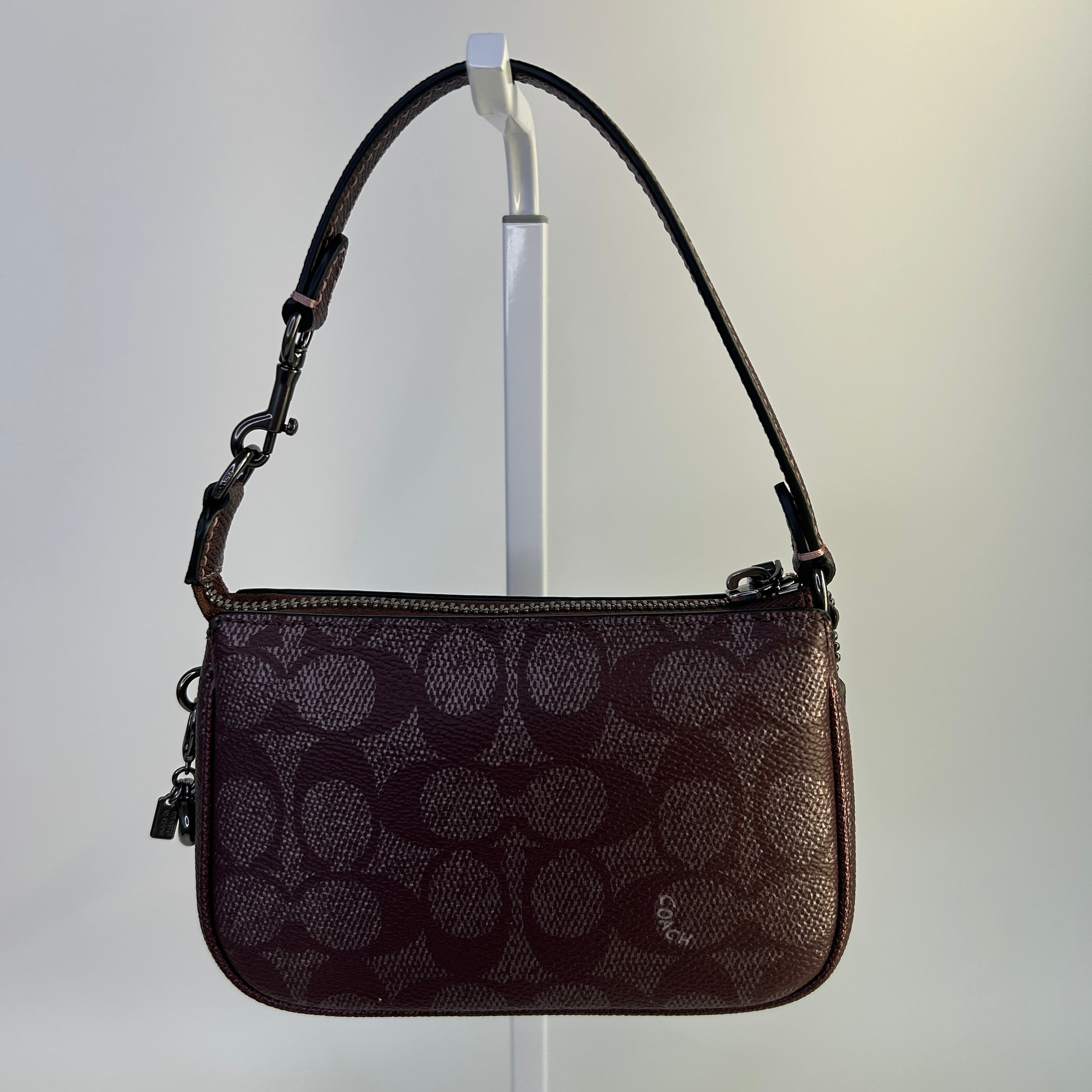 Coach Nolita 15 Brown Signature Canvas Wristlet Bag Excellent