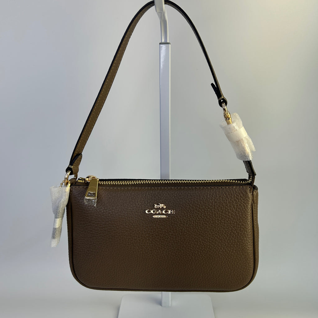 Coach Nolita 19 Dark Stone Pebble Leather Wristlet Bag NEW