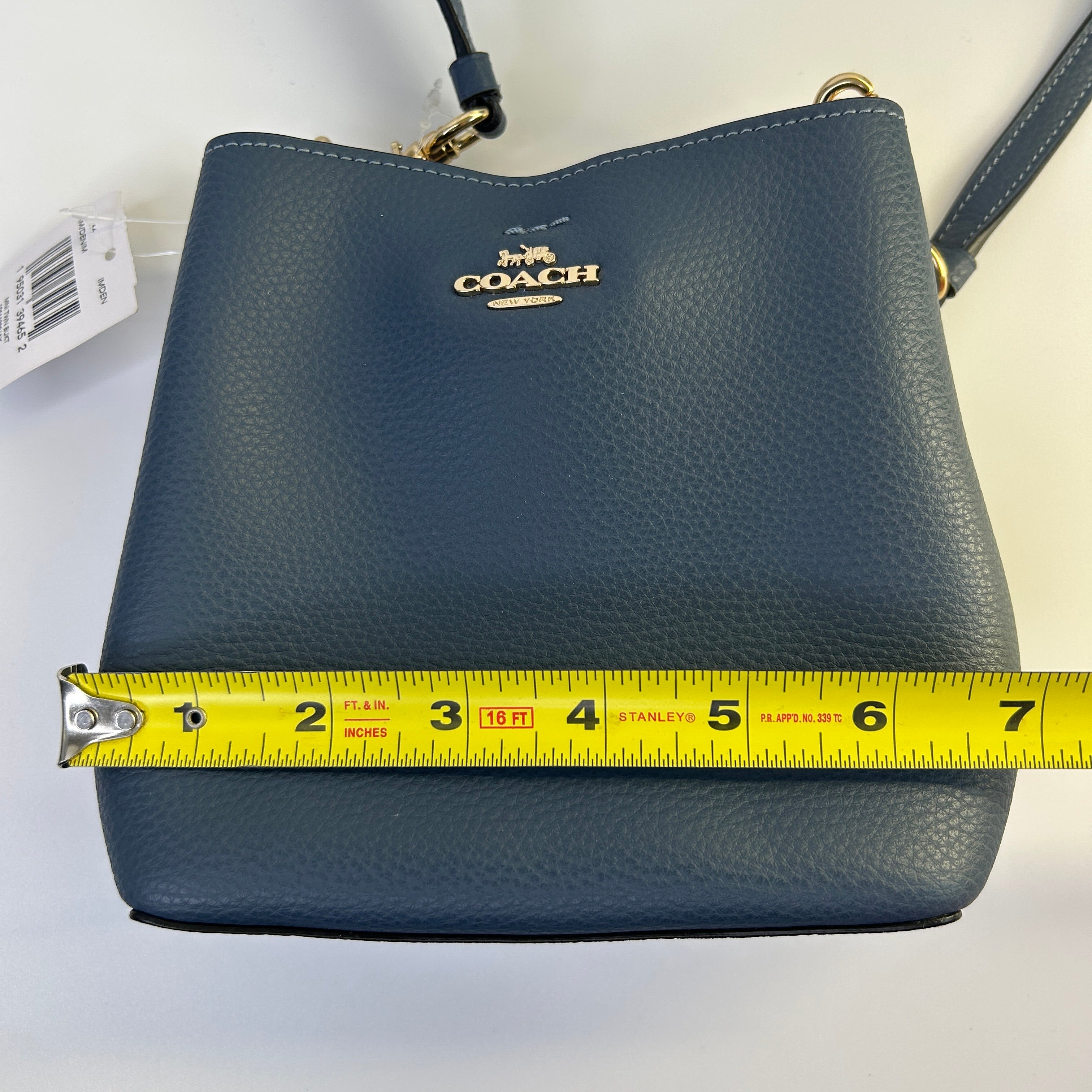 Coach Mini Town Bucket Bag Denim Blue Pebbled Leather Shoulder Bag NWT C7266