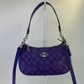 Coach Teri Purple Blue Blocked Signature Canvas Shoulder Bag CA170 Excellent