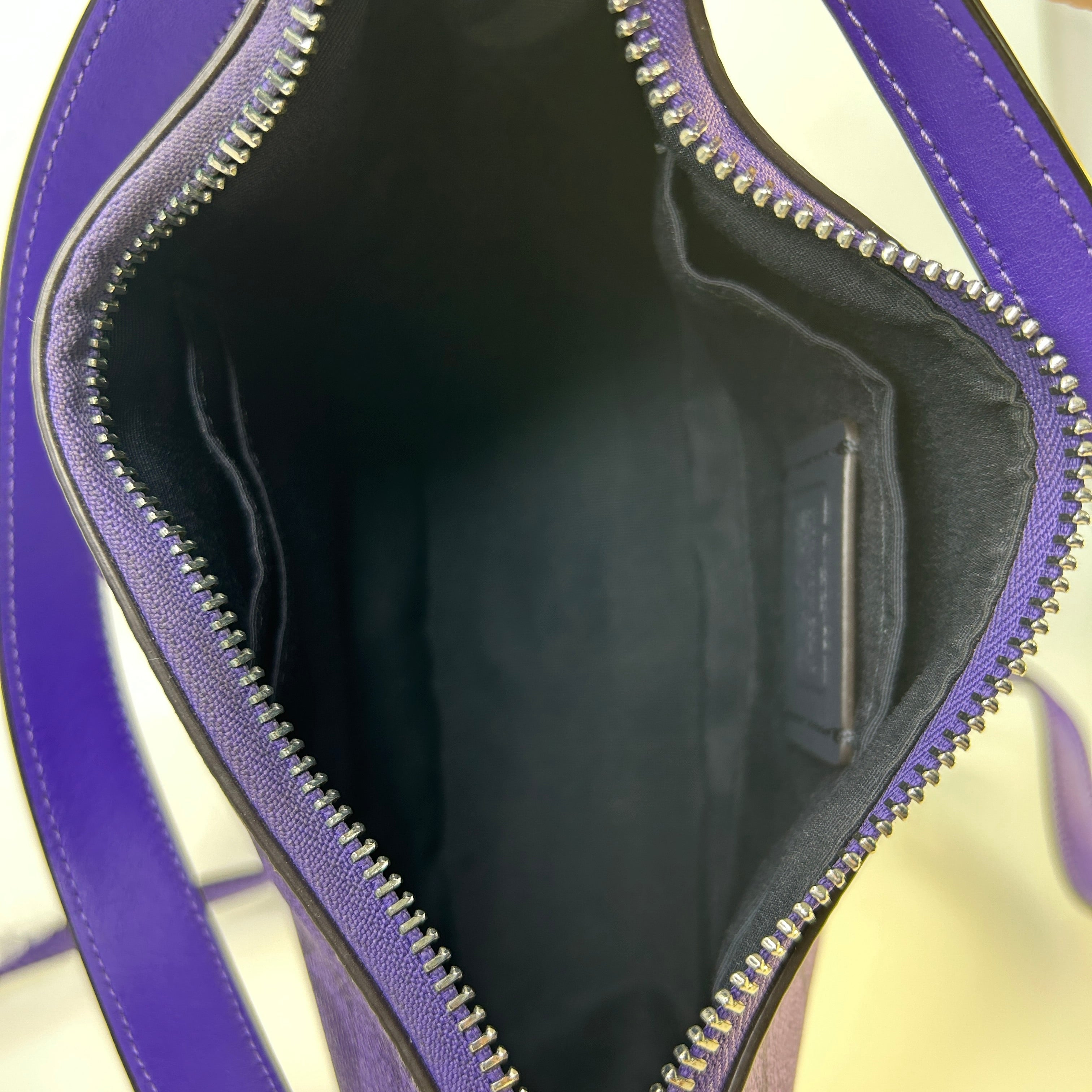 Coach Teri Purple Blue Blocked Signature Canvas Shoulder Bag CA170 Excellent
