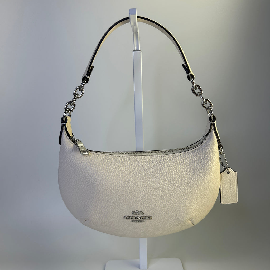 Coach Mini Payton Chalk White Pebbled Leather Shoulder Bag Excellent