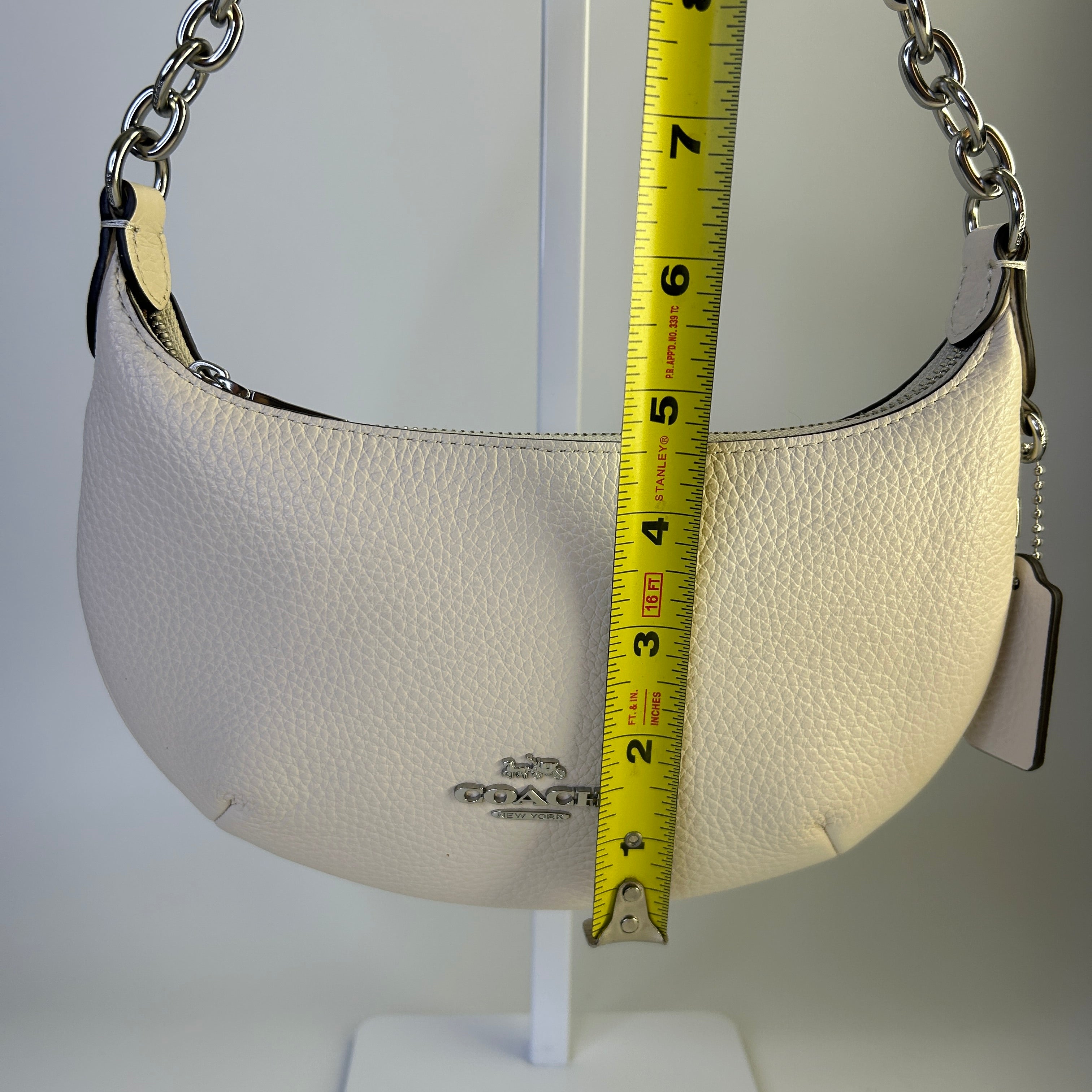 Coach Mini Payton Chalk White Pebbled Leather Shoulder Bag Excellent