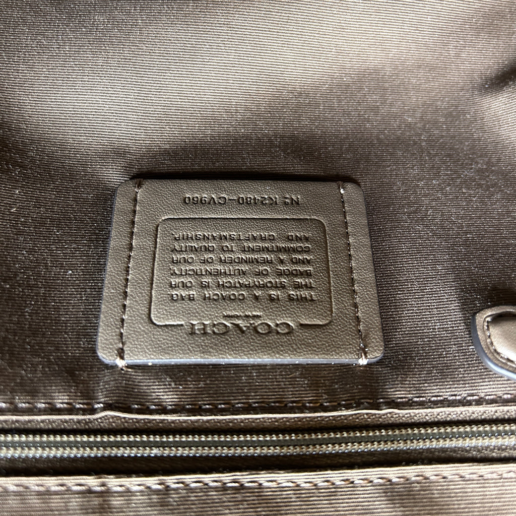 Coach Rowan Large Satchel Dark Stone Pebbled Leather Bag Excellent