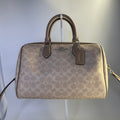 Coach Rowan Large Satchel Khaki Signature Canvas Leather Bag Good