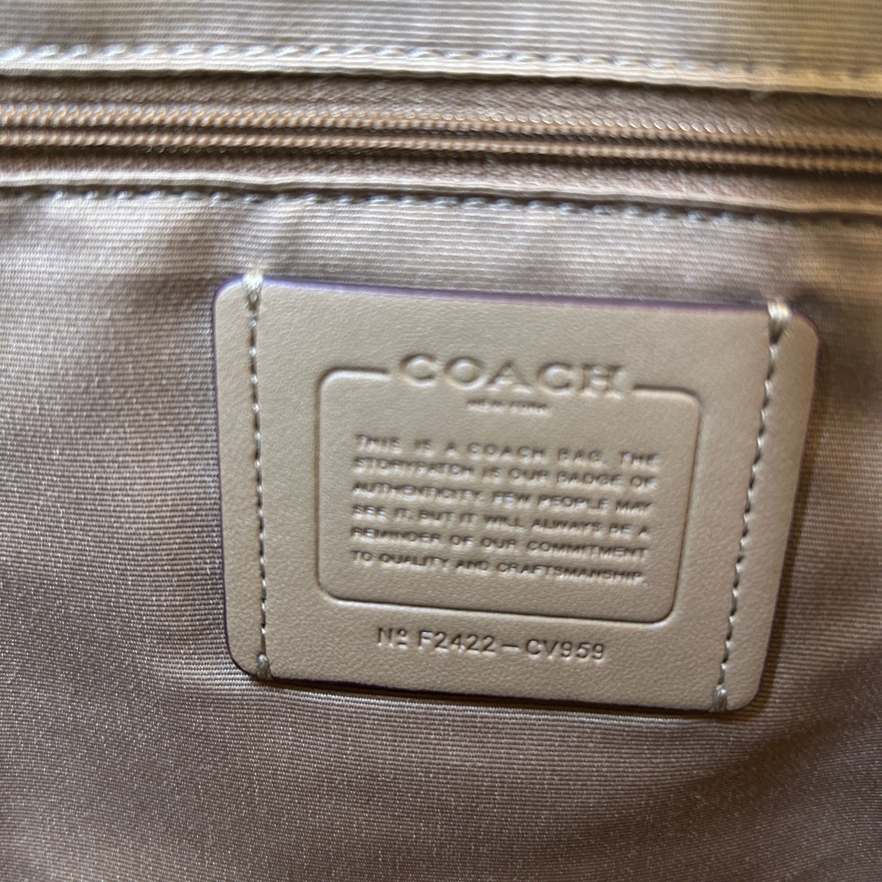 Coach Rowan Large Satchel Khaki Signature Canvas Leather Bag Good