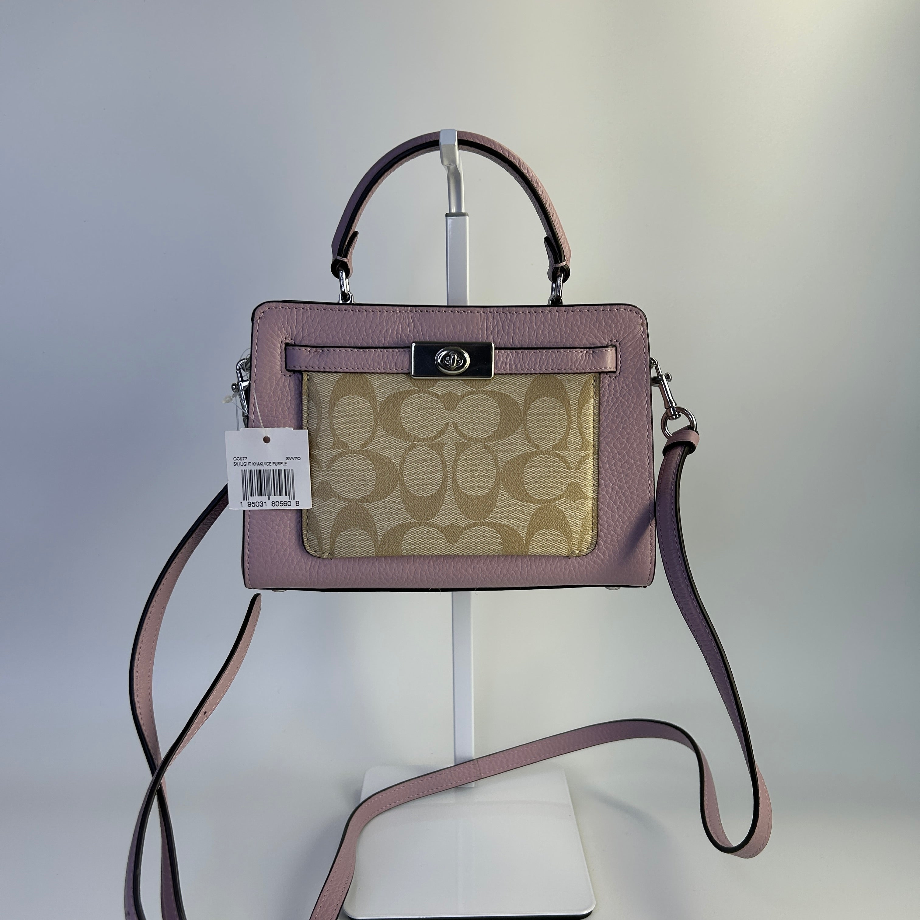 Coach Mini Lane Top Handle Signature Canvas Leather Bag CC977 NEW