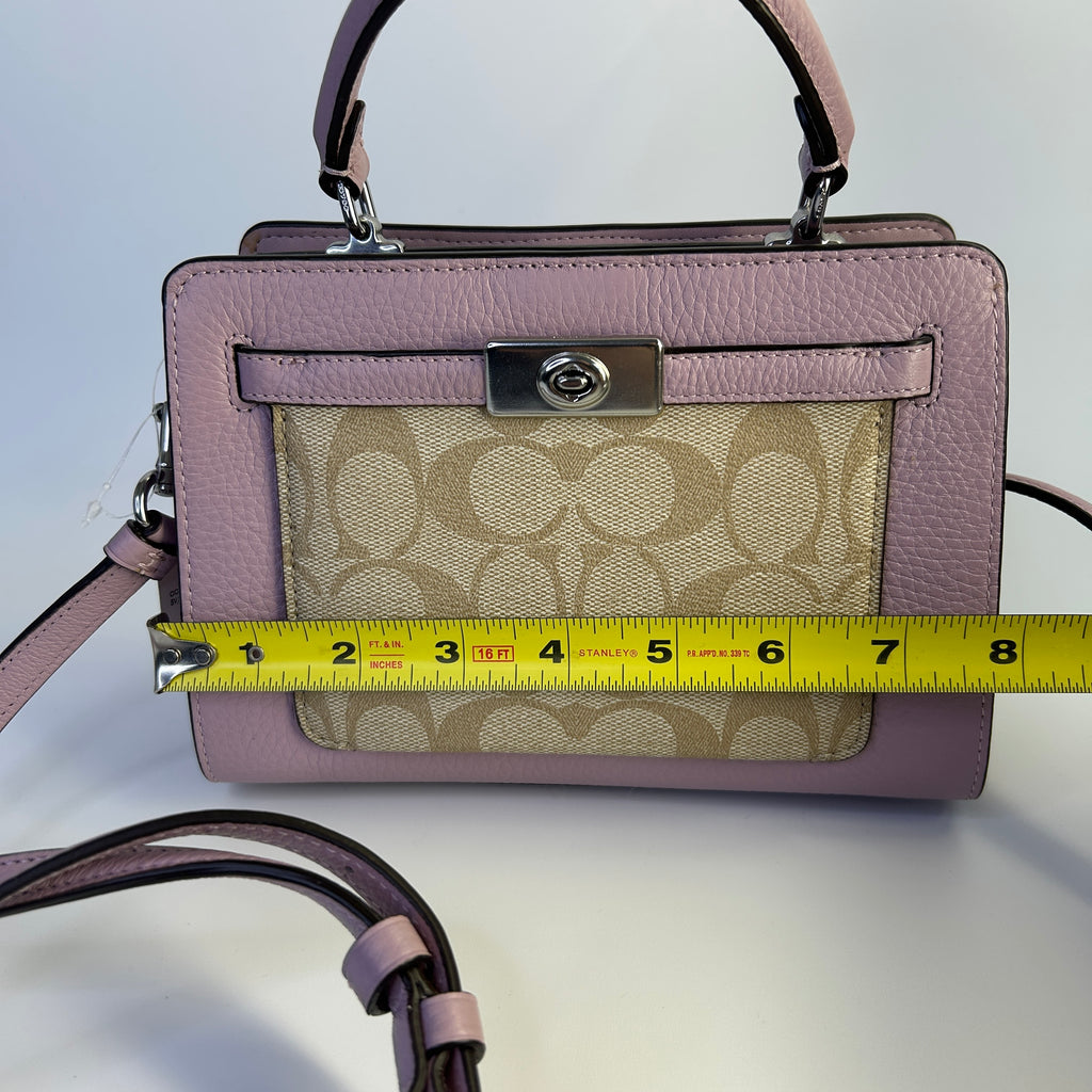 Coach Mini Lane Top Handle Signature Canvas Leather Bag CC977 NEW