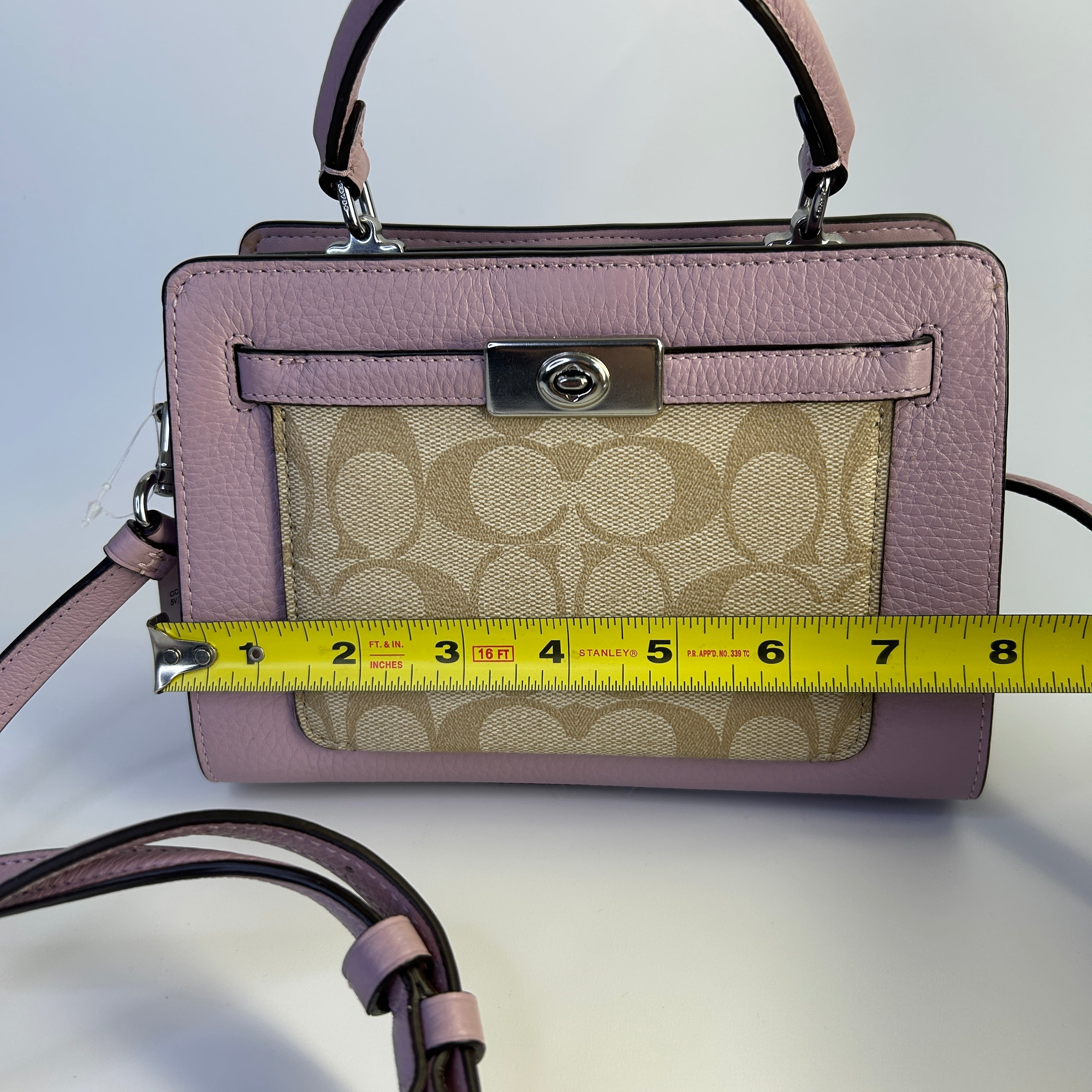 Coach Mini Lane Top Handle Signature Canvas Leather Bag CC977 NEW