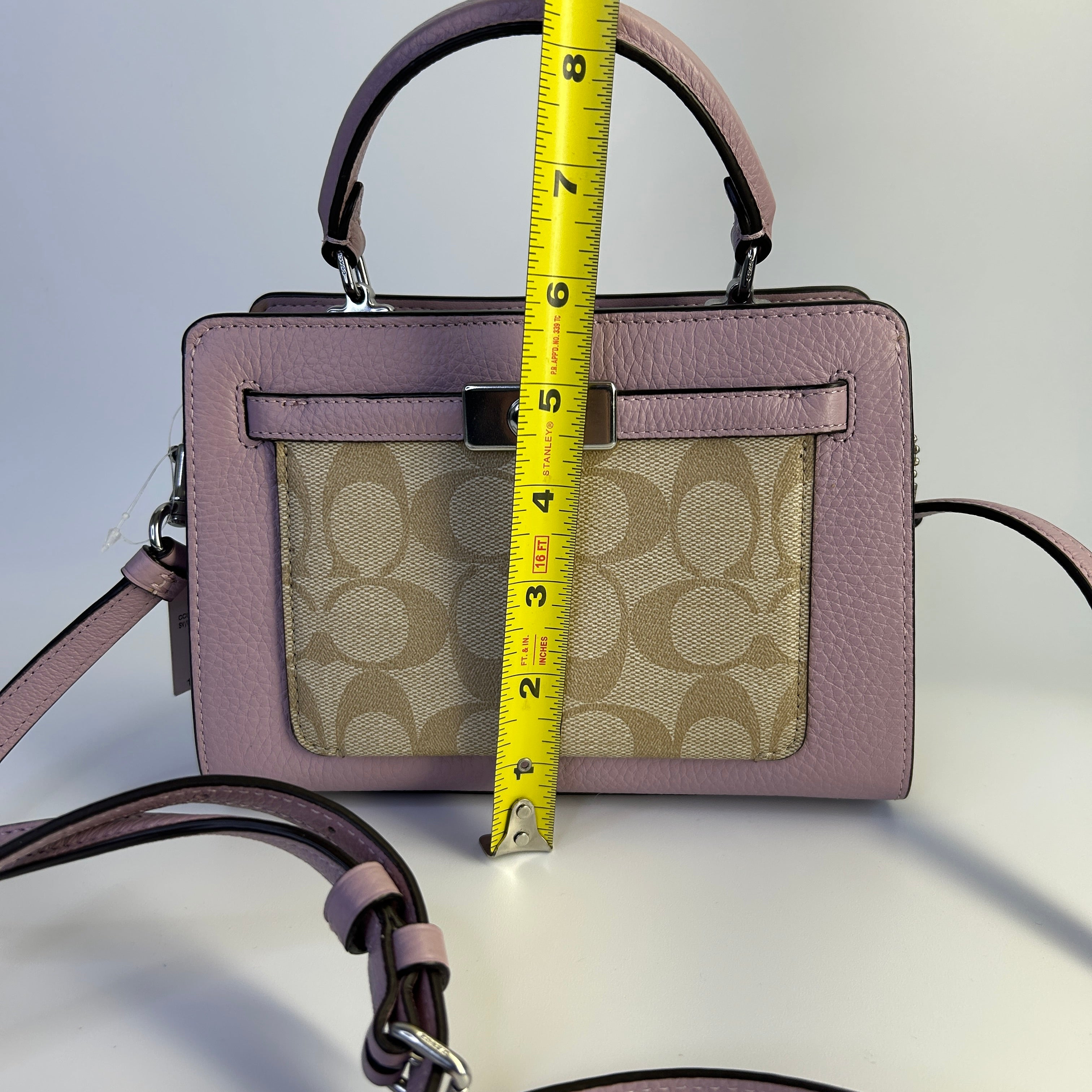 Coach Mini Lane Top Handle Signature Canvas Leather Bag CC977 NEW