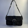Coach Soho Flap Black Signature Jacquard Leather Shoulder Bag 1463 Good