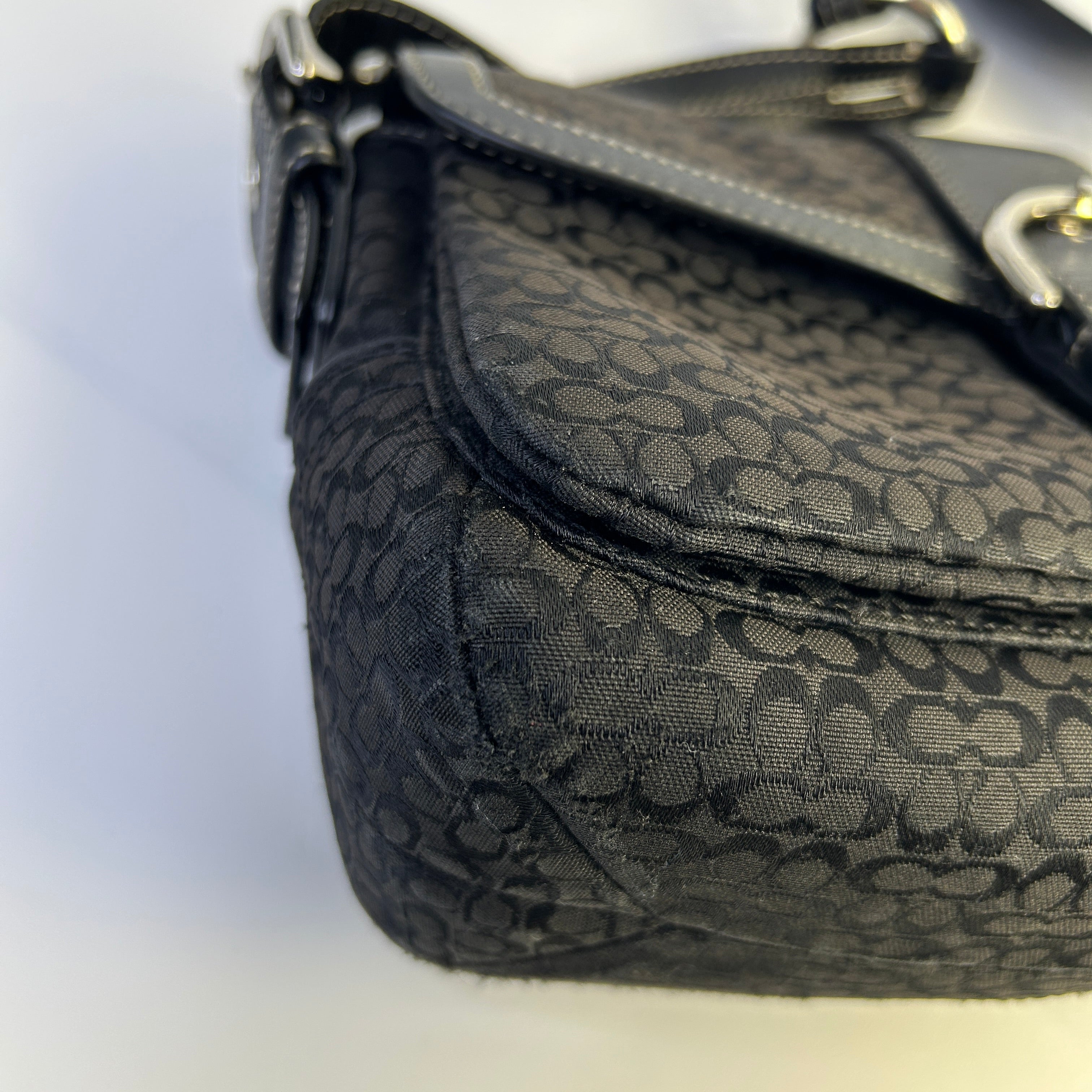 Coach Soho Flap Black Signature Jacquard Leather Shoulder Bag 1463 Good