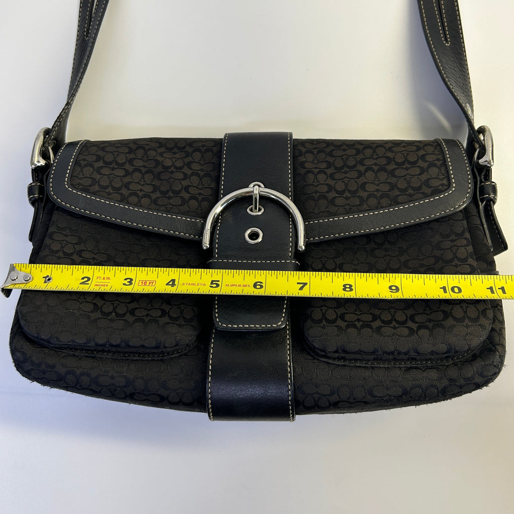 Coach Soho Flap Black Signature Jacquard Leather Shoulder Bag 1463 Good