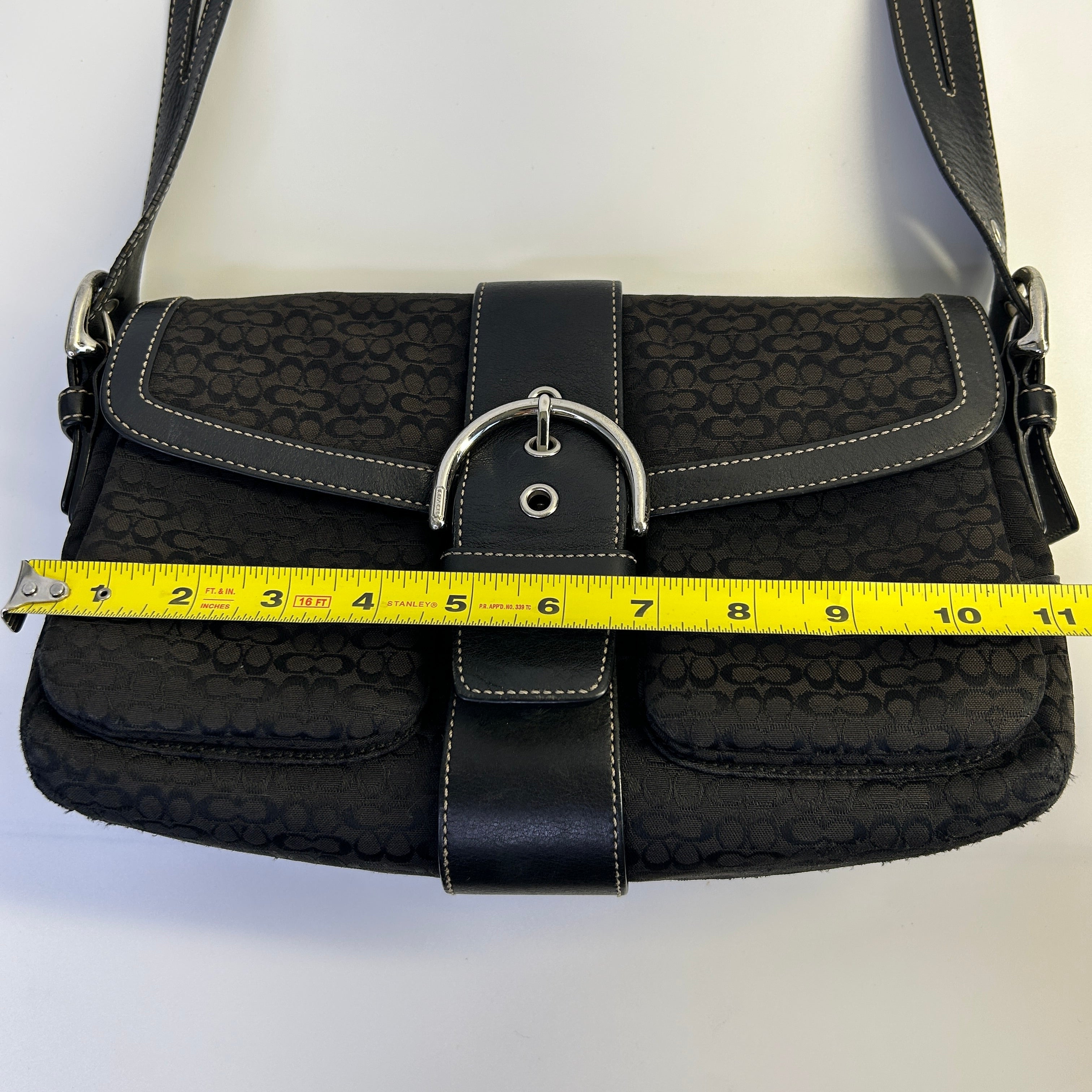 Coach Soho Flap Black Signature Jacquard Leather Shoulder Bag 1463 Good