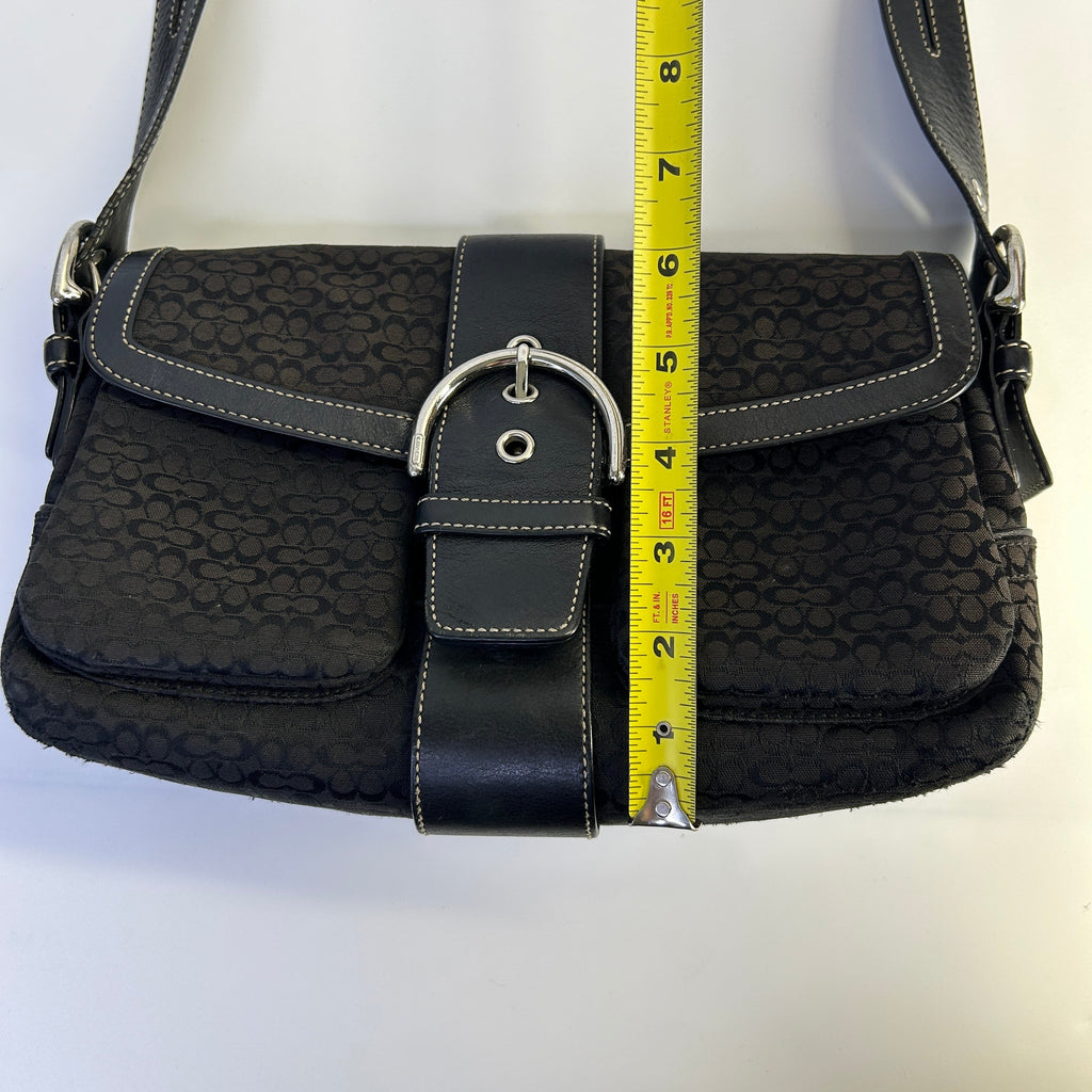 Coach Soho Flap Black Signature Jacquard Leather Shoulder Bag 1463 Good