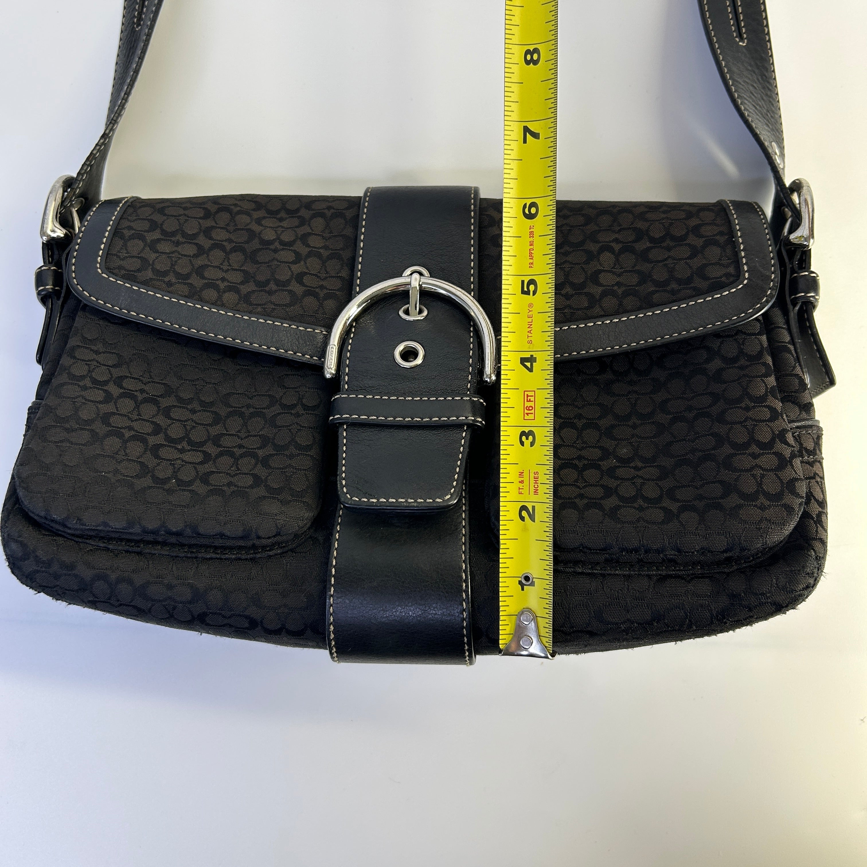 Coach Soho Flap Black Signature Jacquard Leather Shoulder Bag 1463 Good