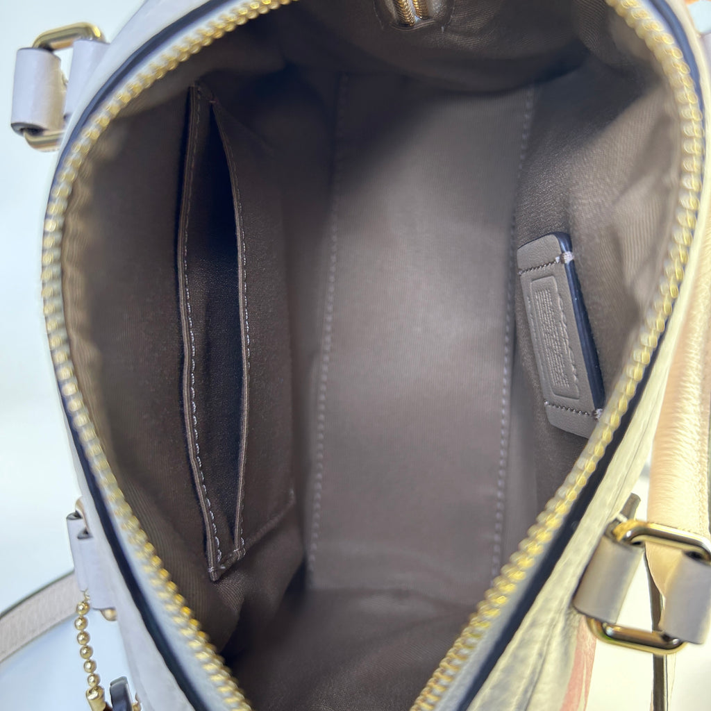 Coach Mini Rowan Crossbody Chalk White Pebbled Leather Lips Print CZ944 NEW