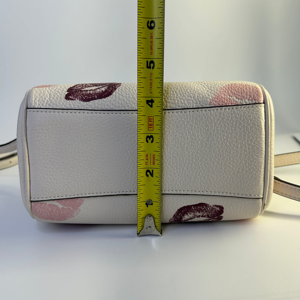 Coach Mini Rowan Crossbody Chalk White Pebbled Leather Lips Print CZ944 NEW
