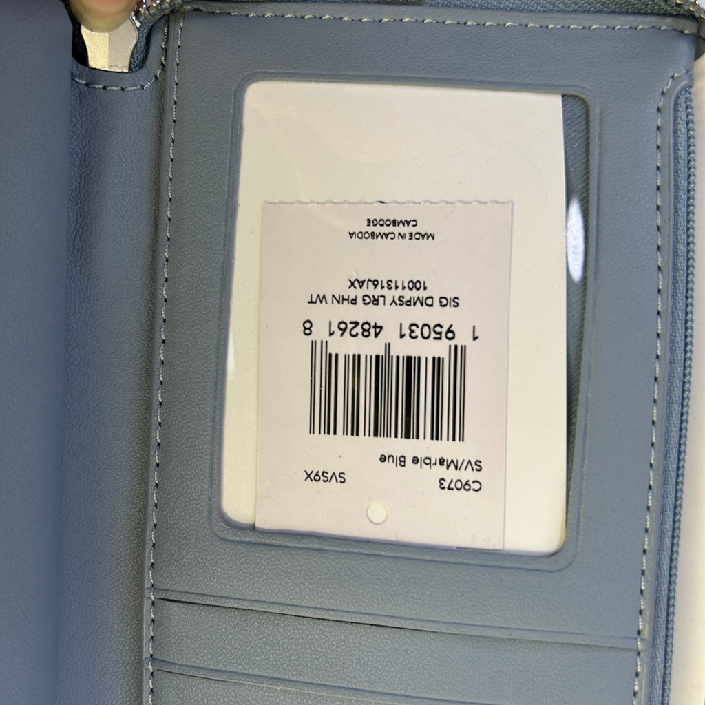Coach Dempsey Marble Blue Signature Jacquard Stripe Phone Wallet C9073 Like New