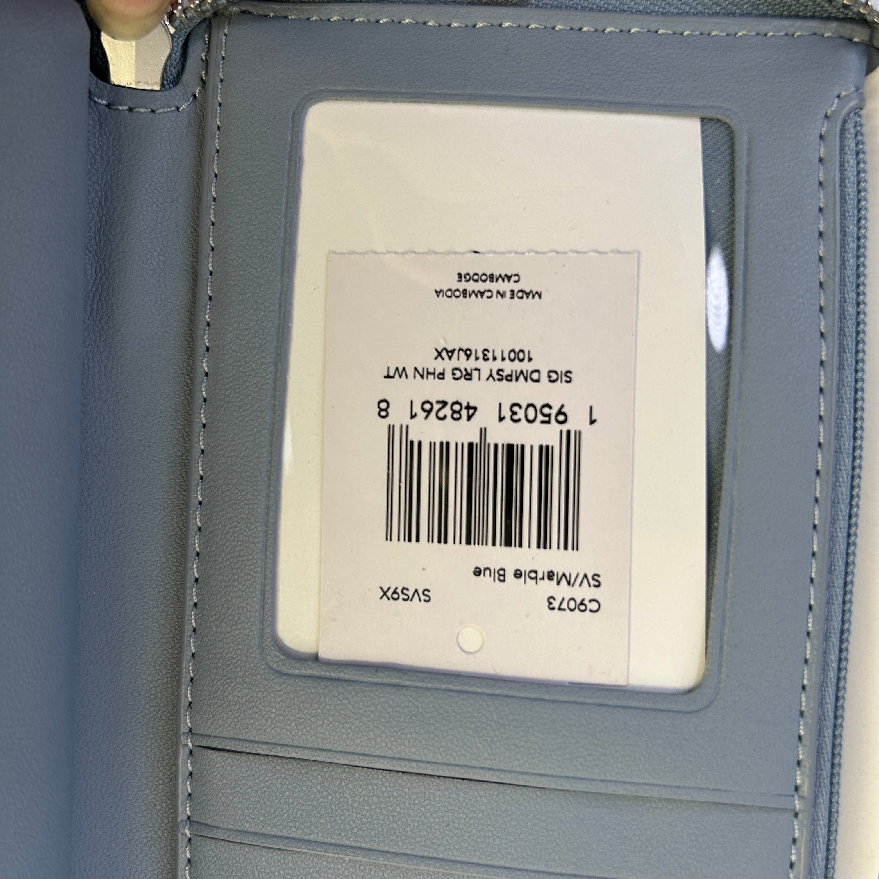 Coach Dempsey Marble Blue Signature Jacquard Stripe Phone Wallet C9073 Like New