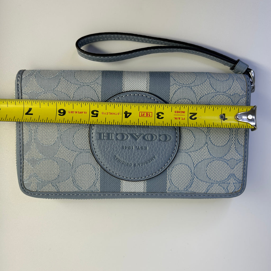 Coach Dempsey Marble Blue Signature Jacquard Stripe Phone Wallet C9073 Like New