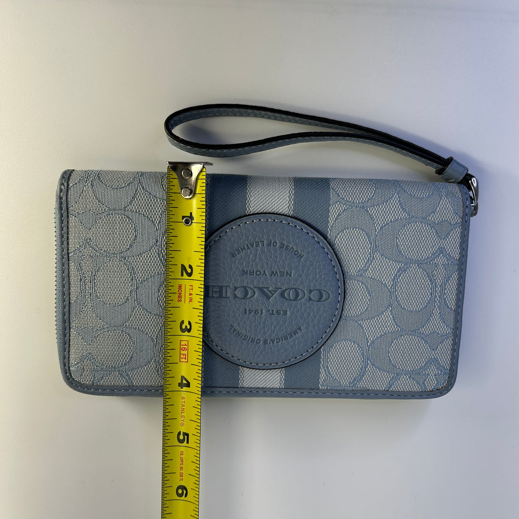 Coach Dempsey Marble Blue Signature Jacquard Stripe Phone Wallet C9073 Like New