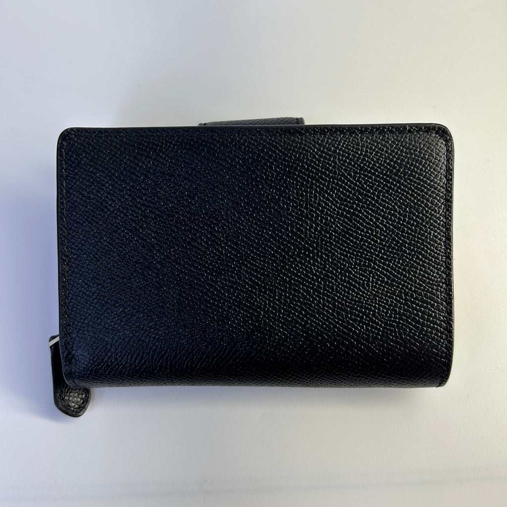 Coach Medium Corner Zip Black Crossgrain Leather Wallet Excellent