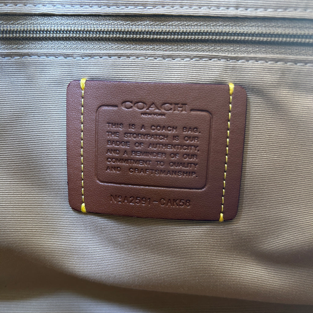 Coach Rowan Satchel Dark Natural Multi Leather Woven Bag CAK58 Excellent