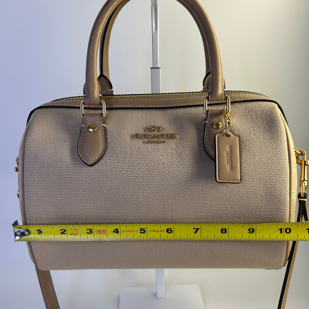 Coach Rowan Satchel Dark Natural Multi Leather Woven Bag CAK58 Excellent