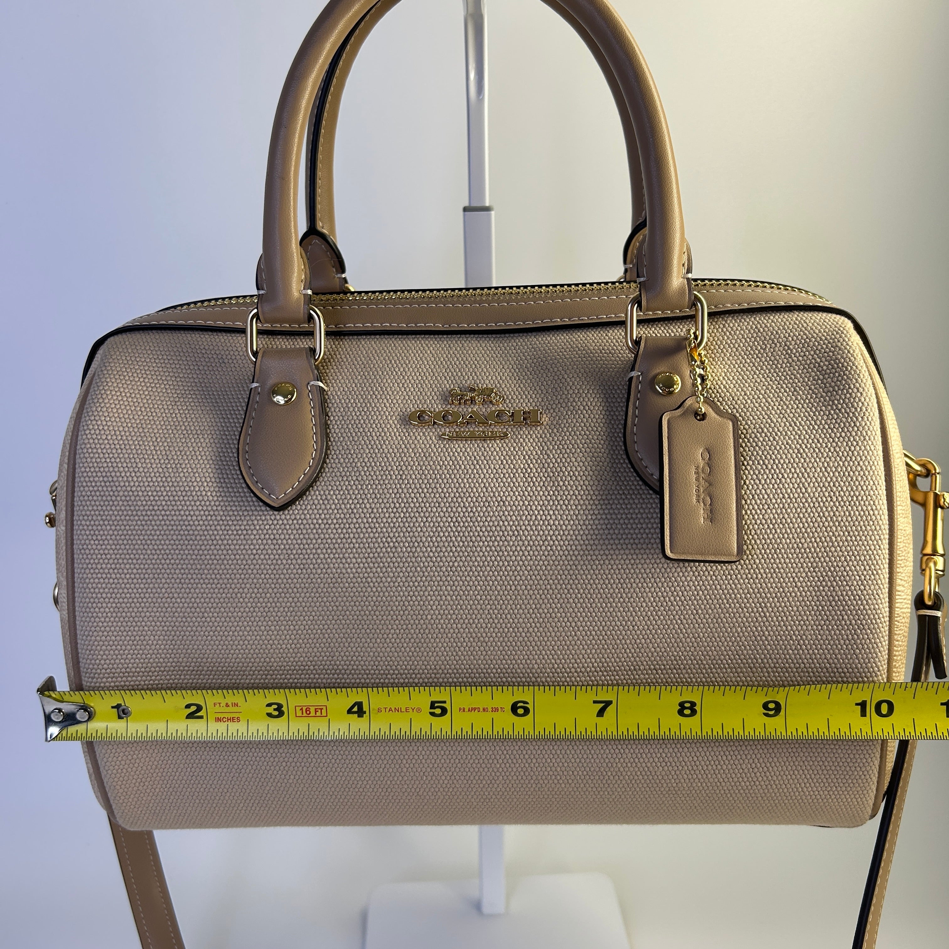 Coach Rowan Satchel Dark Natural Multi Leather Woven Bag CAK58 Excellent