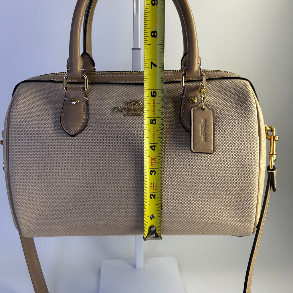 Coach Rowan Satchel Dark Natural Multi Leather Woven Bag CAK58 Excellent