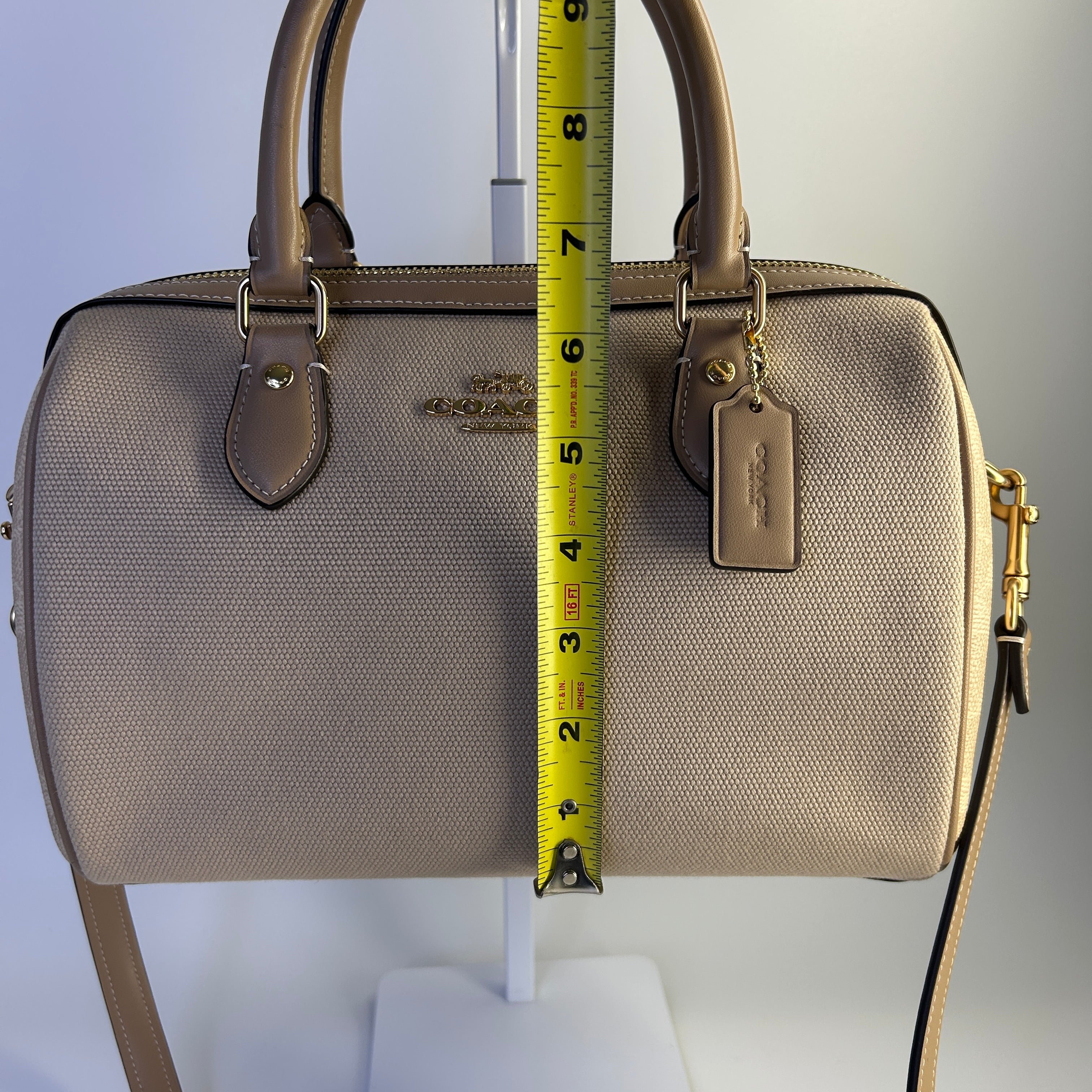 Coach Rowan Satchel Dark Natural Multi Leather Woven Bag CAK58 Excellent