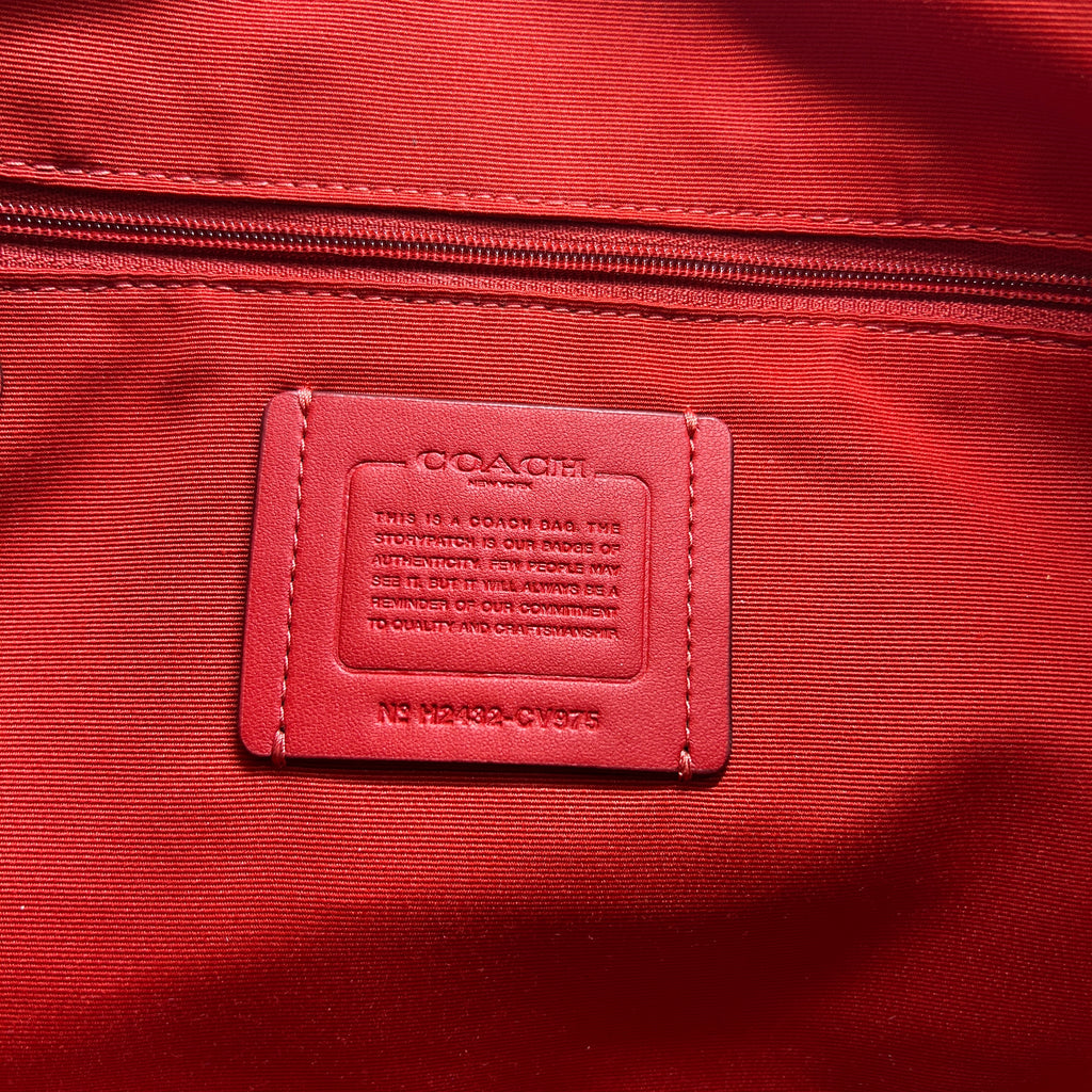 Coach Laurel Brown Red Signature Canvas Leather Shoulder Bag CV975 Excellent