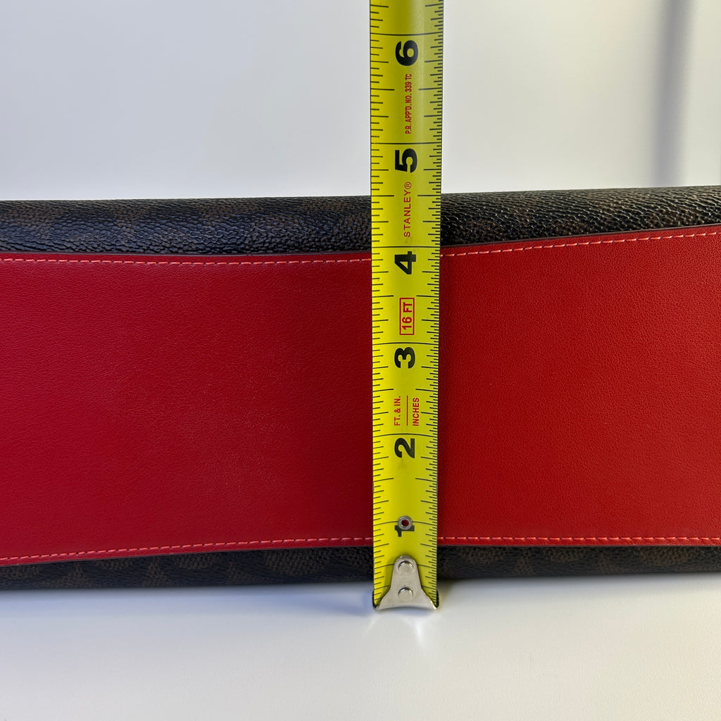 Coach Laurel Brown Red Signature Canvas Leather Shoulder Bag CV975 Excellent