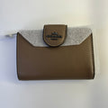 Coach Medium Corner Zip Dark Stone Leather Wallet NEW