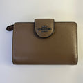 Coach Medium Corner Zip Wallet Dark Stone Leather Bifold CR791 Excellent