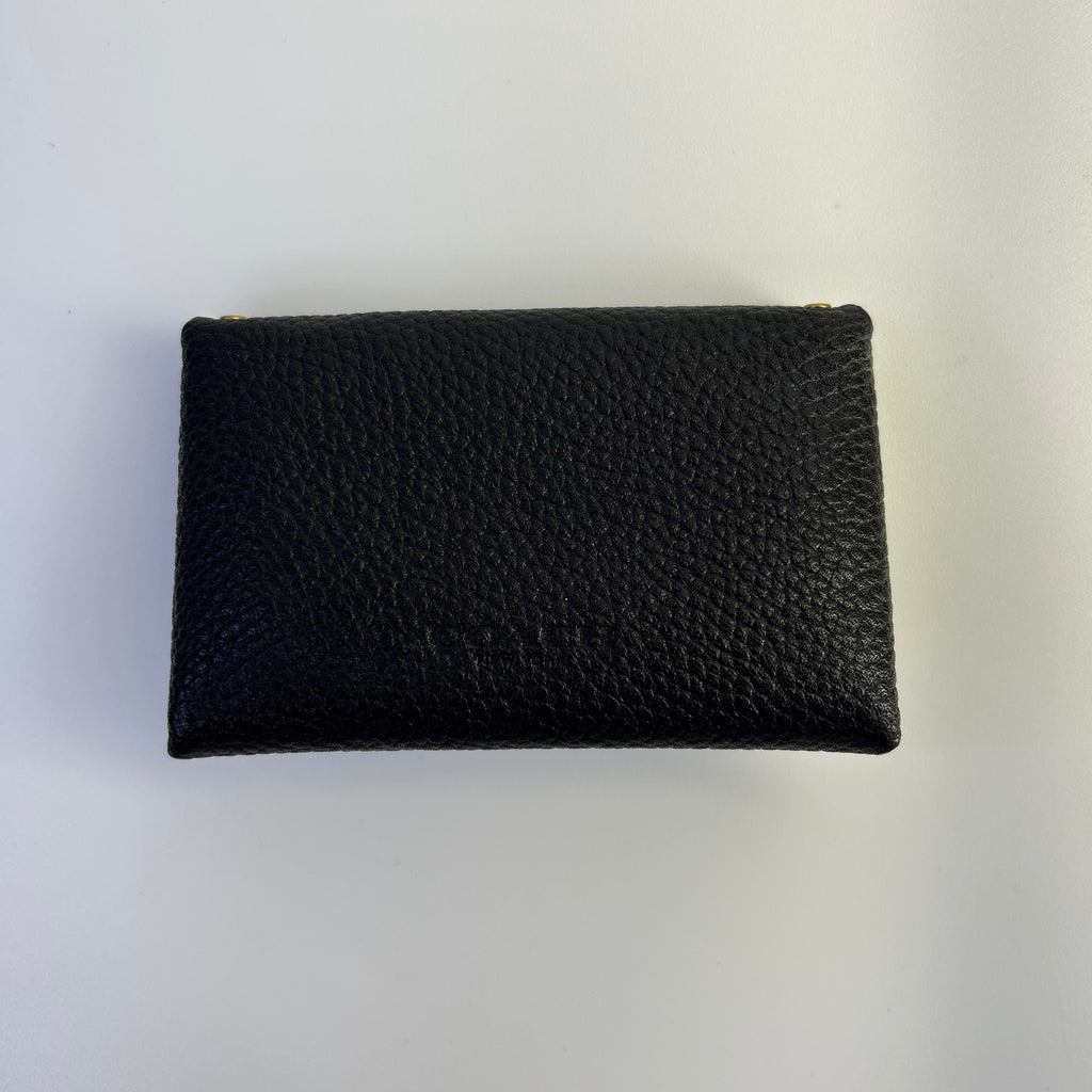 Coach Turnlock Slim Card Case Black Pebbled Leather Rivet Wallet Excellent