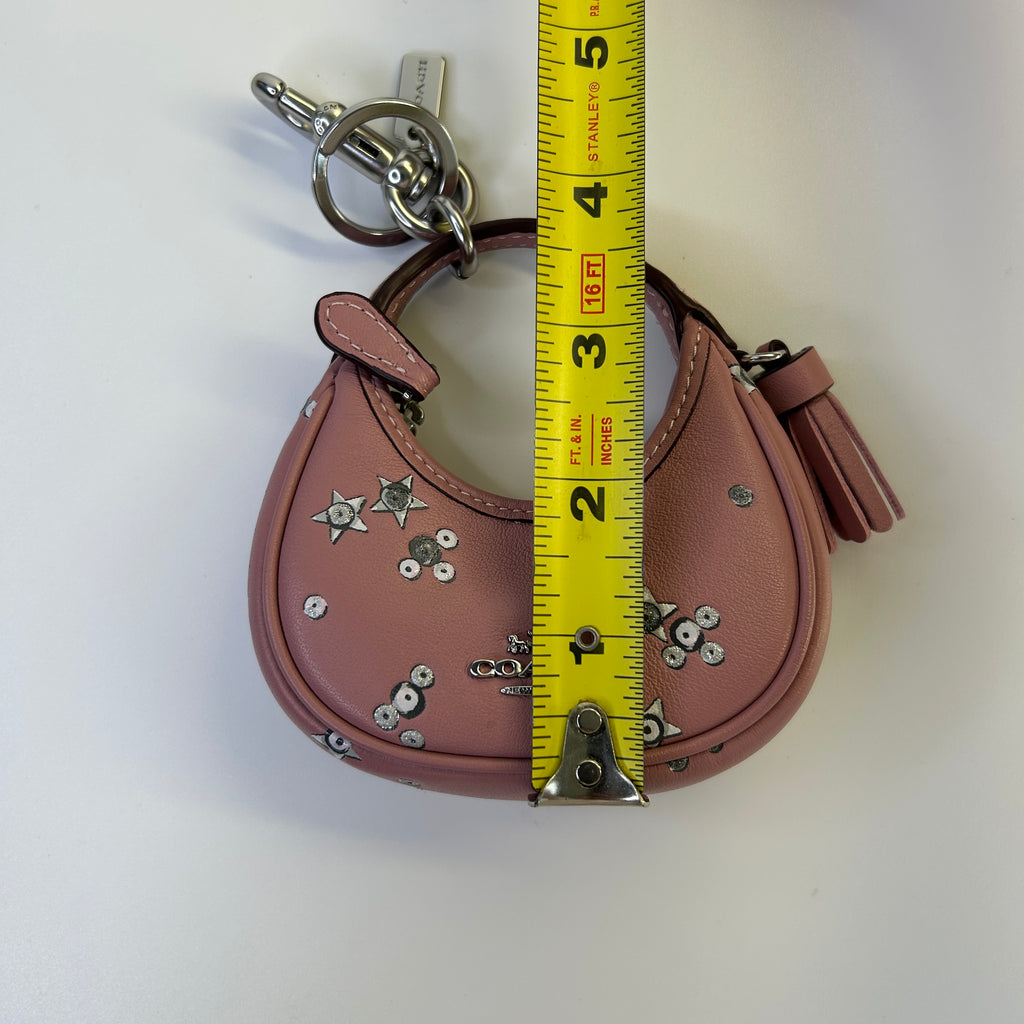 Coach Carmen Pink Star Print Leather Bag Charm Excellent