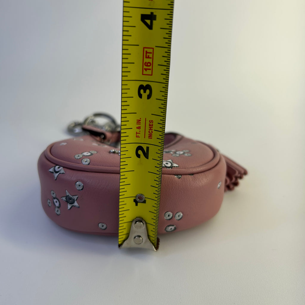 Coach Carmen Pink Star Print Leather Bag Charm Excellent