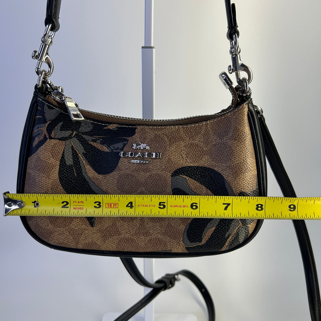 Coach Teri Mini Crossbody Brown Signature Canvas Bow Print CY733 Excellent