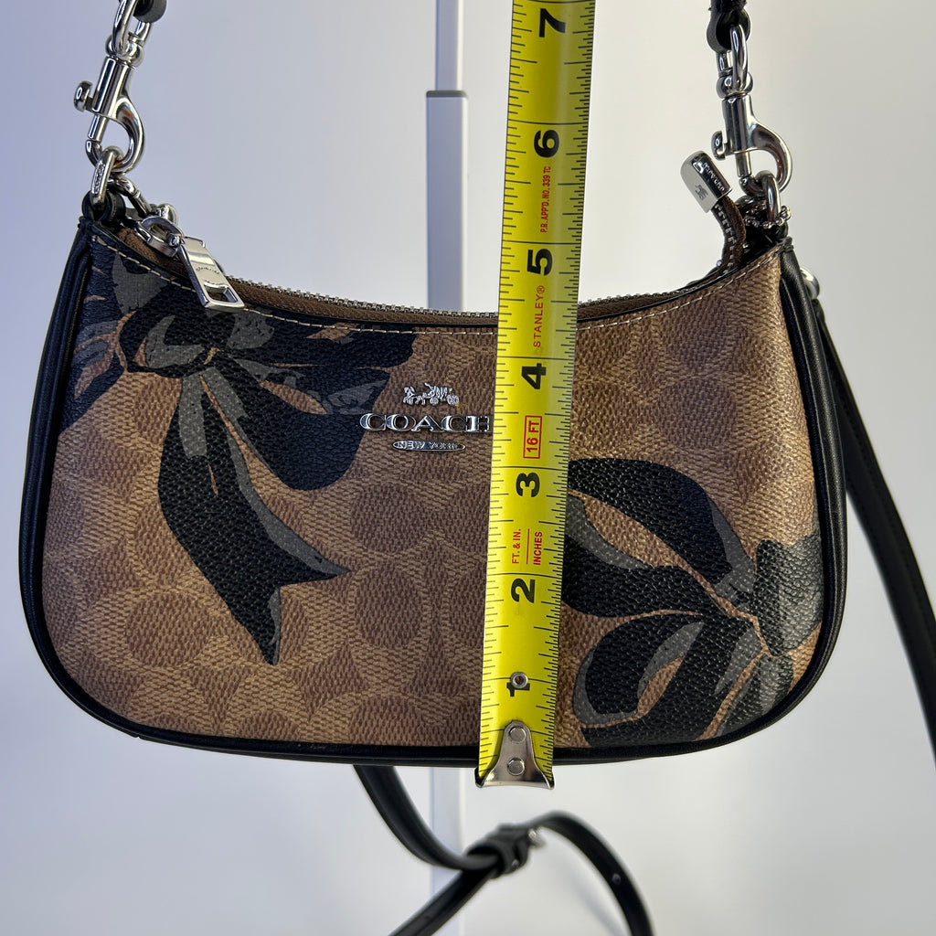 Coach Teri Mini Crossbody Brown Signature Canvas Bow Print CY733 Excellent