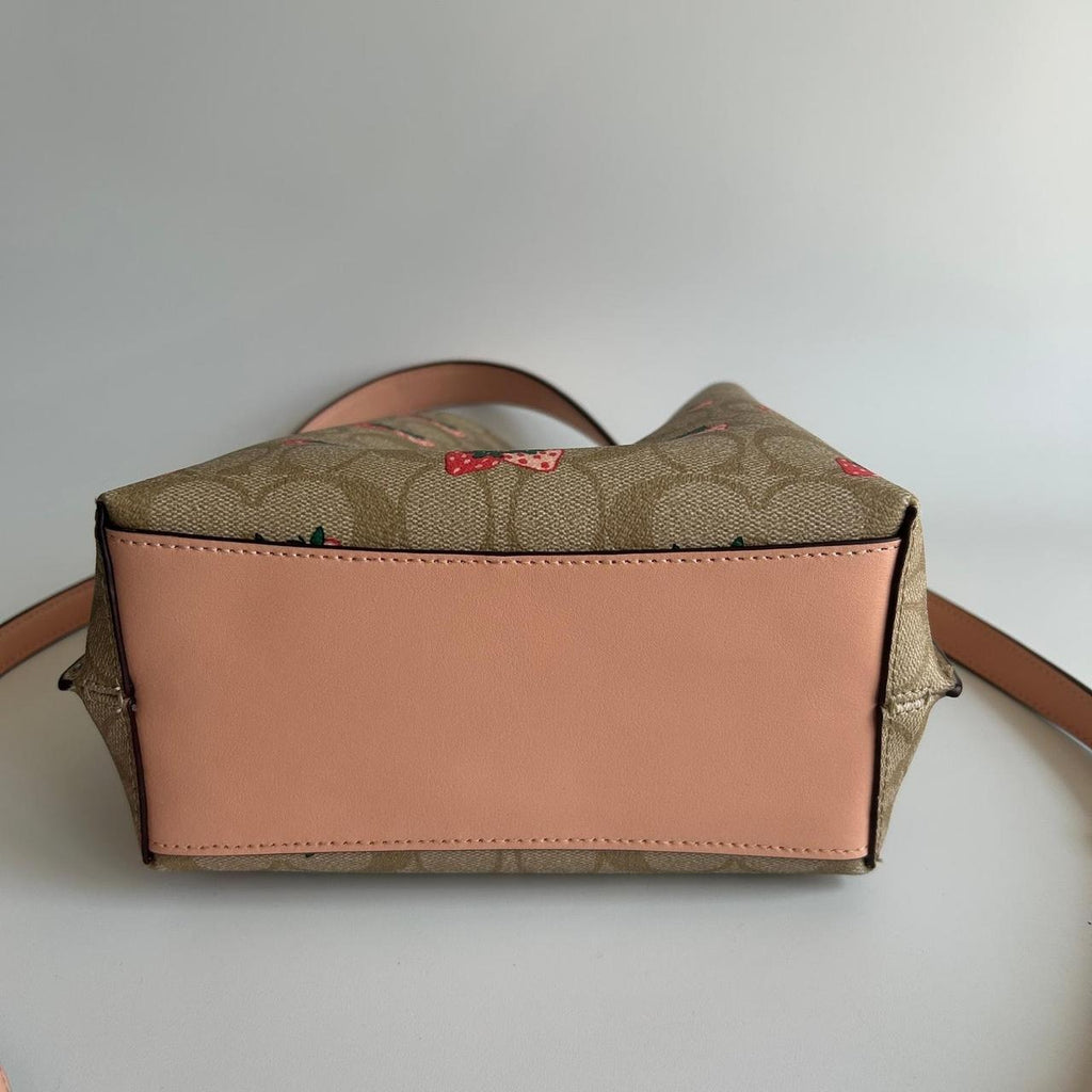 Coach Mollie Bucket 22 Strawberry Print Signature Canvas Bag CB602