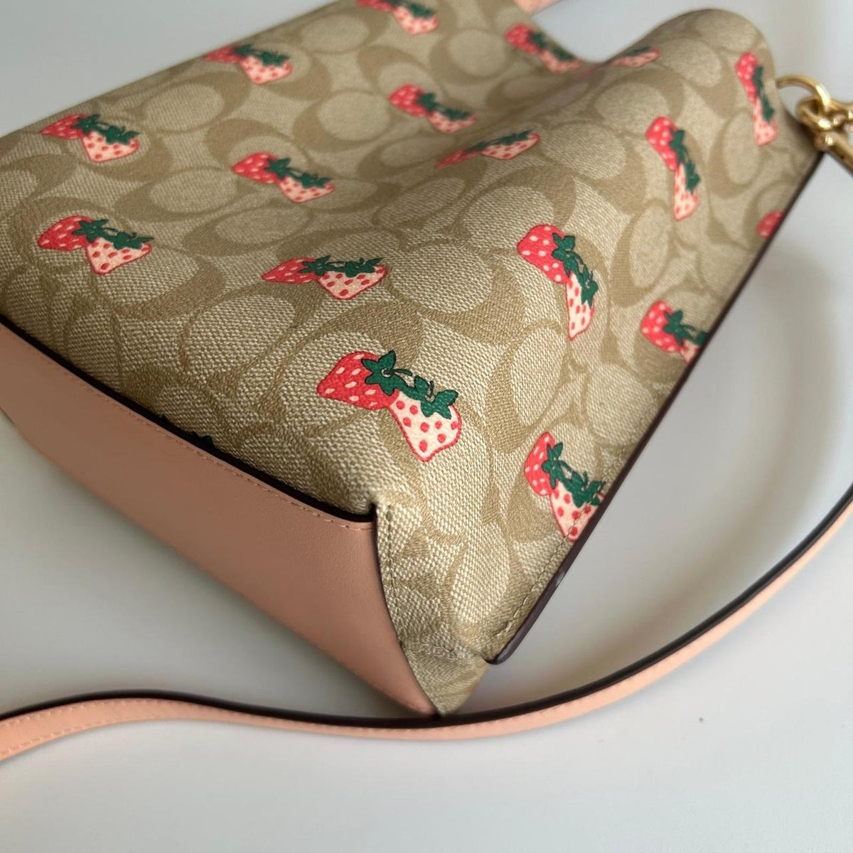 Coach Mollie Bucket 22 Strawberry Print Signature Canvas Bag CB602