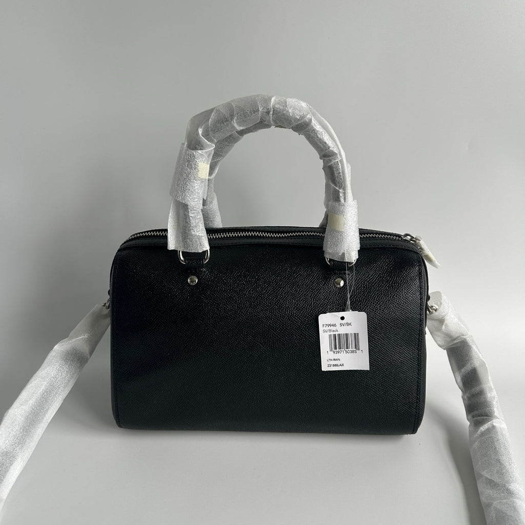 Coach Rowan Satchel Black Crossgrain Leather Satchel Bag F79946