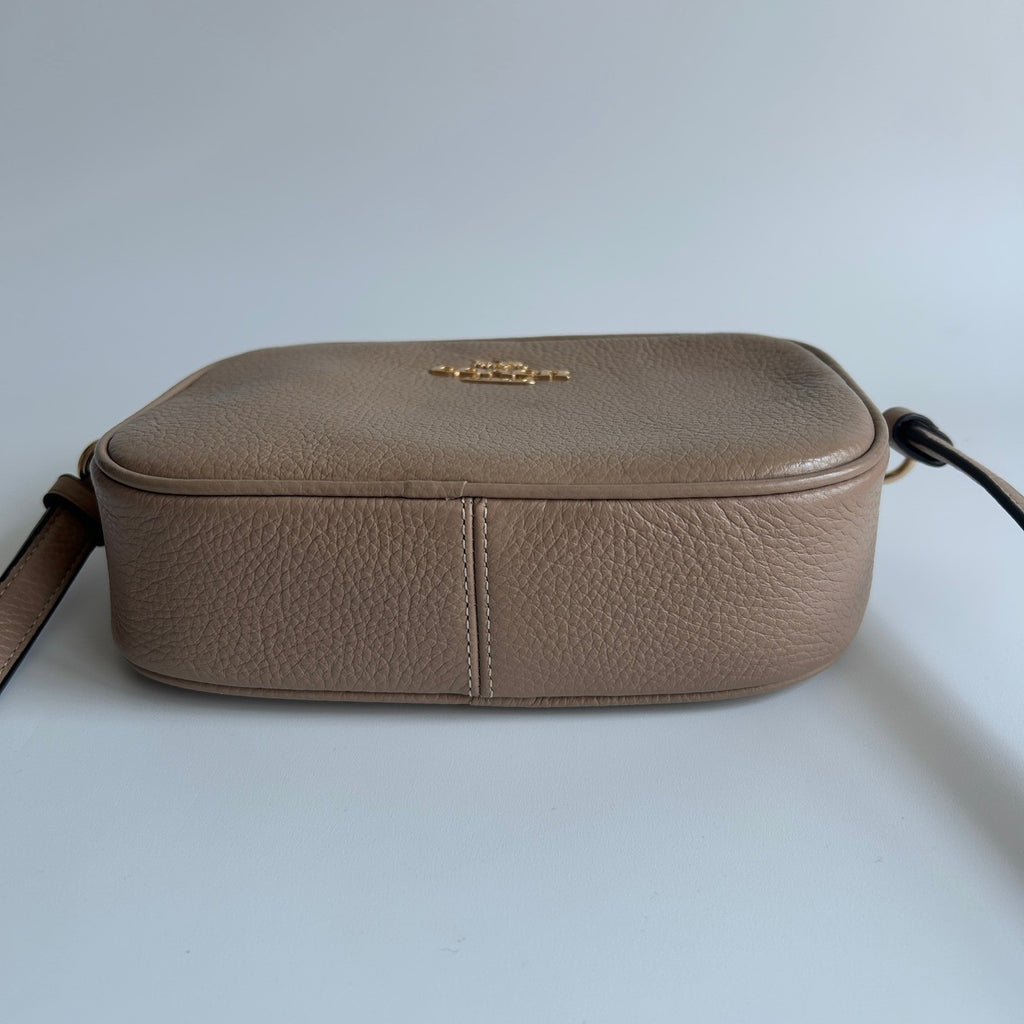 Coach Mini Jamie Camera Bag Taupe Tan Pebbled Leather CA069 Crossbody
