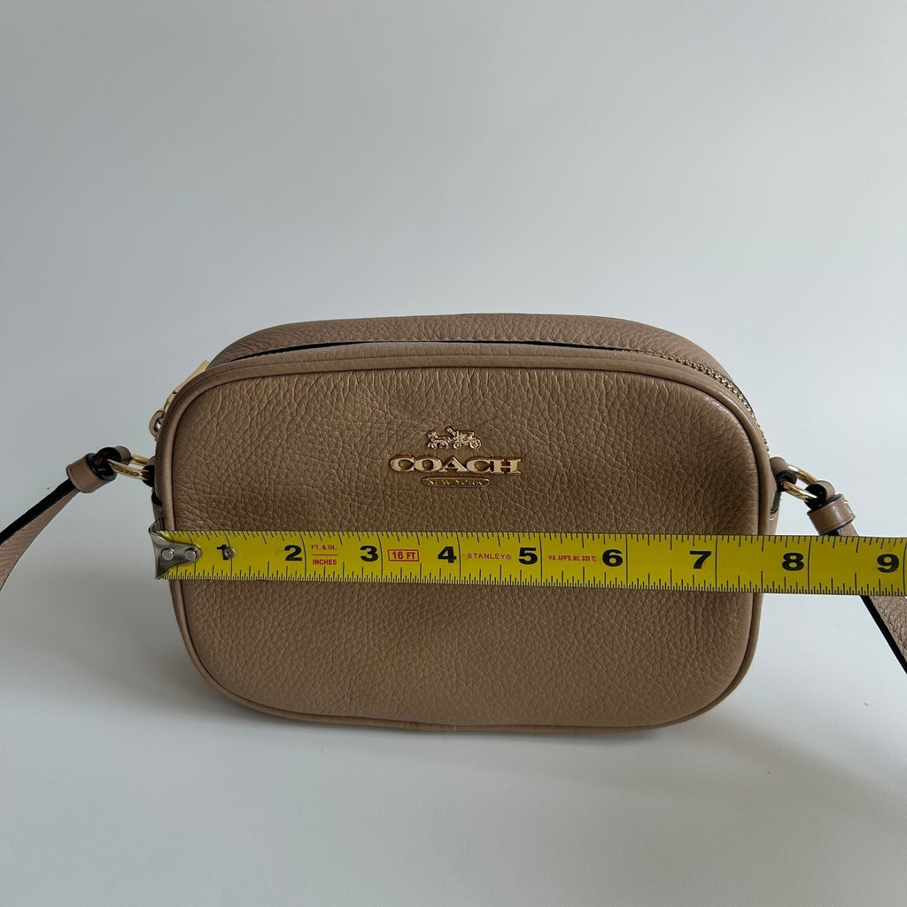 Coach Mini Jamie Camera Bag Taupe Tan Pebbled Leather CA069 Crossbody