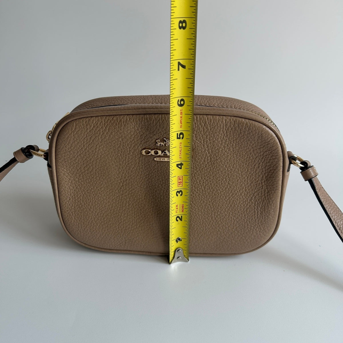 Coach Mini Jamie Camera Bag Taupe Tan Pebbled Leather CA069 Crossbody