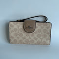 Coach Phone Wallet Signature Canvas Sand Taupe Wristlet CW780