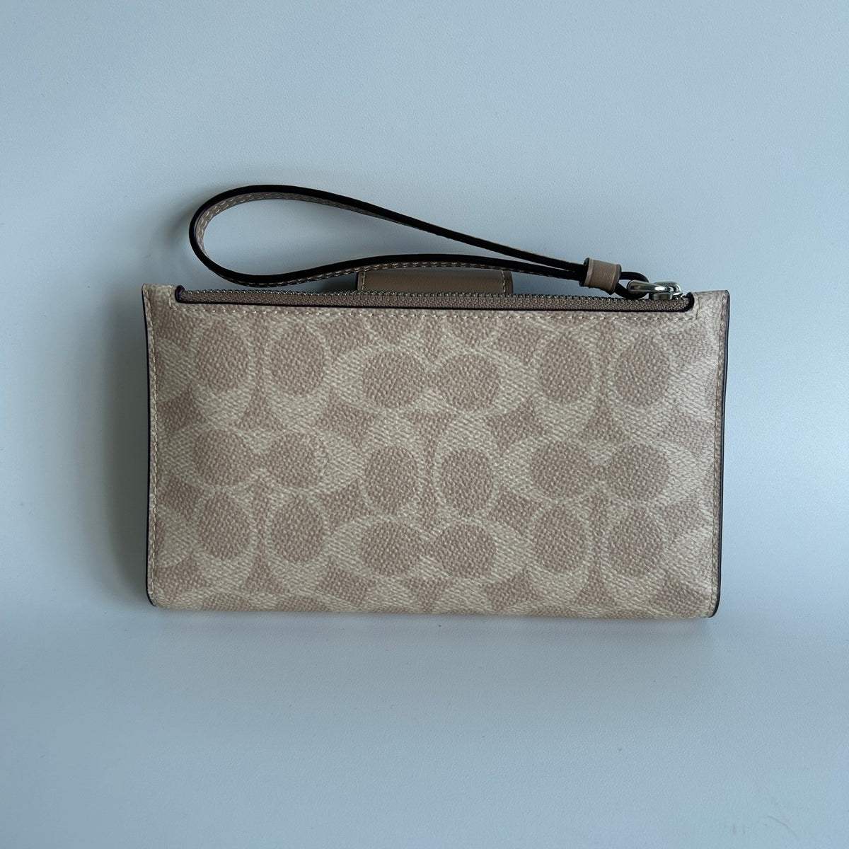 Coach Phone Wallet Signature Canvas Sand Taupe Wristlet CW780